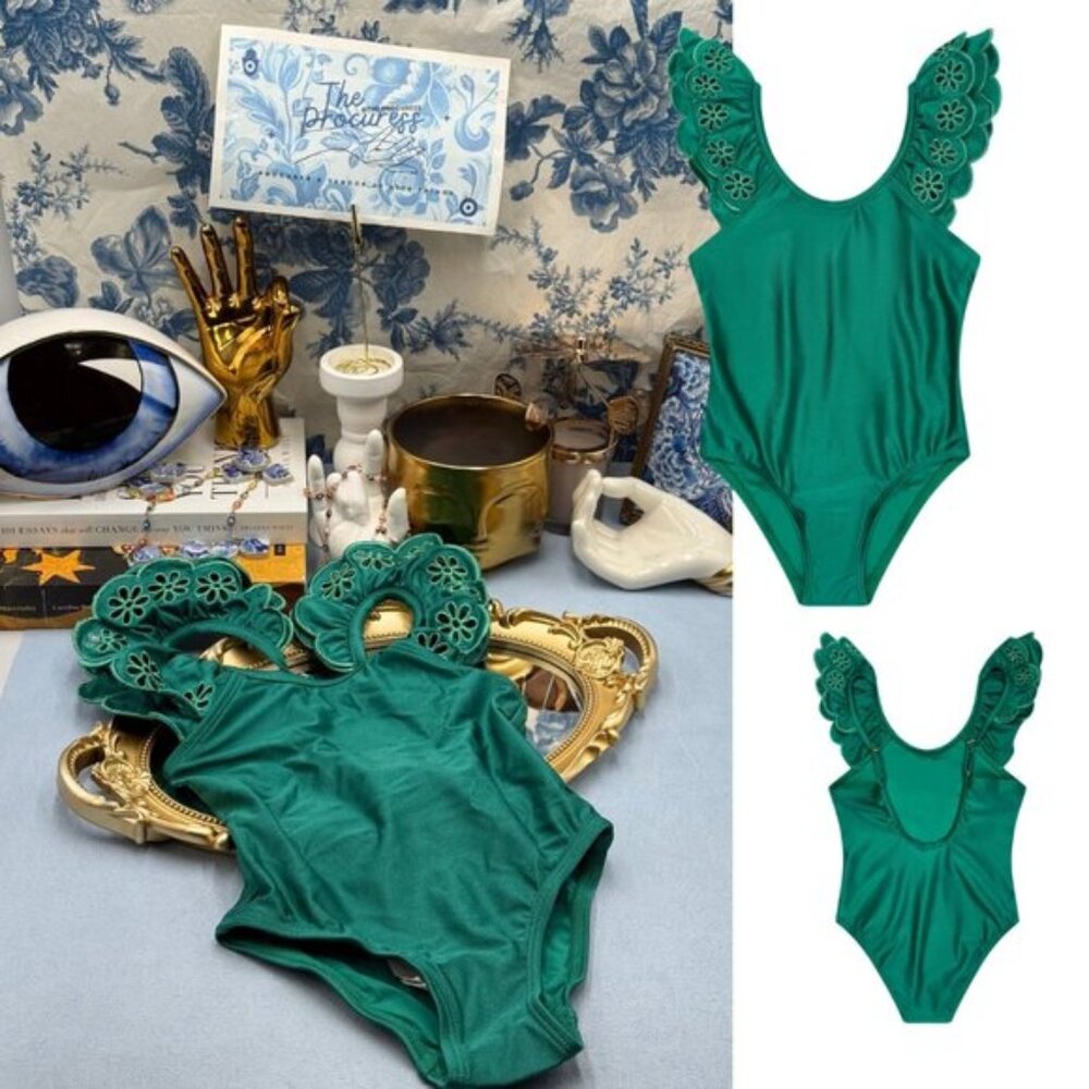 🆕 ZIMMERMANN KIDS 🧿 NWT Ottie Embroidered 1PC, Green - Sz 2 Y